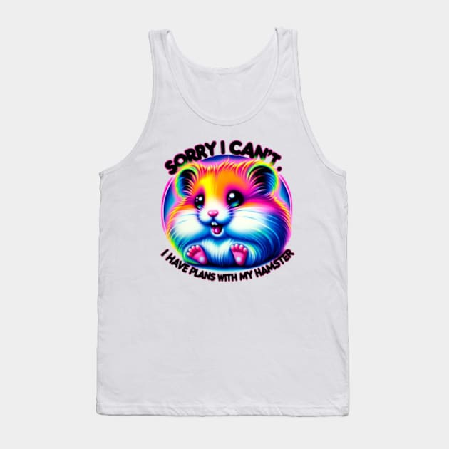 I Have Plans with My Hamster Funny Neon Airbrush Design Tank Top by Lavender Celeste